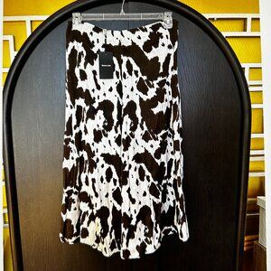 Massimo Dutti BNWT Midi-Maxi Flared Animal Print Slip Skirt Brown-Off White 8